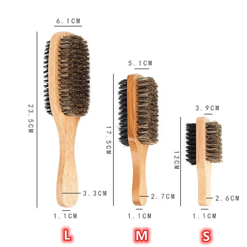 Men'S Grooming Essentials - فرشاة لحية بمقبض خشبي طبيعي وشعيرات